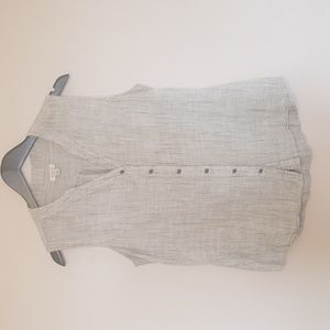 Weatherproof Vintage linen green striped sleeveless button down top
